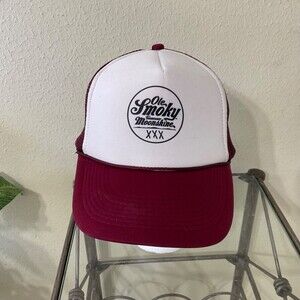 Old Smokey Mountain Moonshine Hat cap Foam mesh Trucker Snapback 5 panel maroon